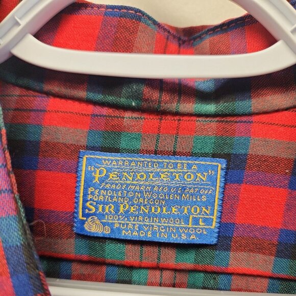 Pendleton Men's Pure Virgin Wool Long  sleeve Sz L MACDOUGALL TARTAN Small Holes - Picture 2 of 8